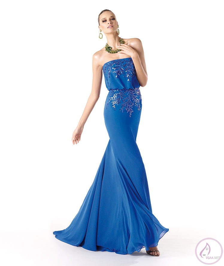 2014 Mavi abiye elbise modelleri