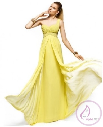 Sarı Abiye elbise modelleri 2014-14