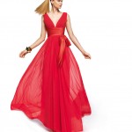 Şifon Kırmızı Abiye Elbise Modelleri
